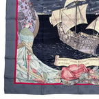 Hermes Scarf Silk Carre 90 Christophe Colomb Decouvre L'amerique 12 Octobre — view 4