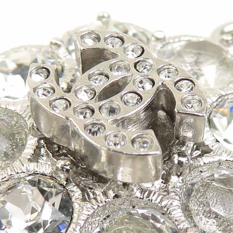 Chanel Crystal Floral Silver Necklace — view 6