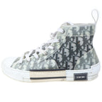 Dior Technical Fabric High Cut Sneakers Oblique Cut Shoes White Gray
