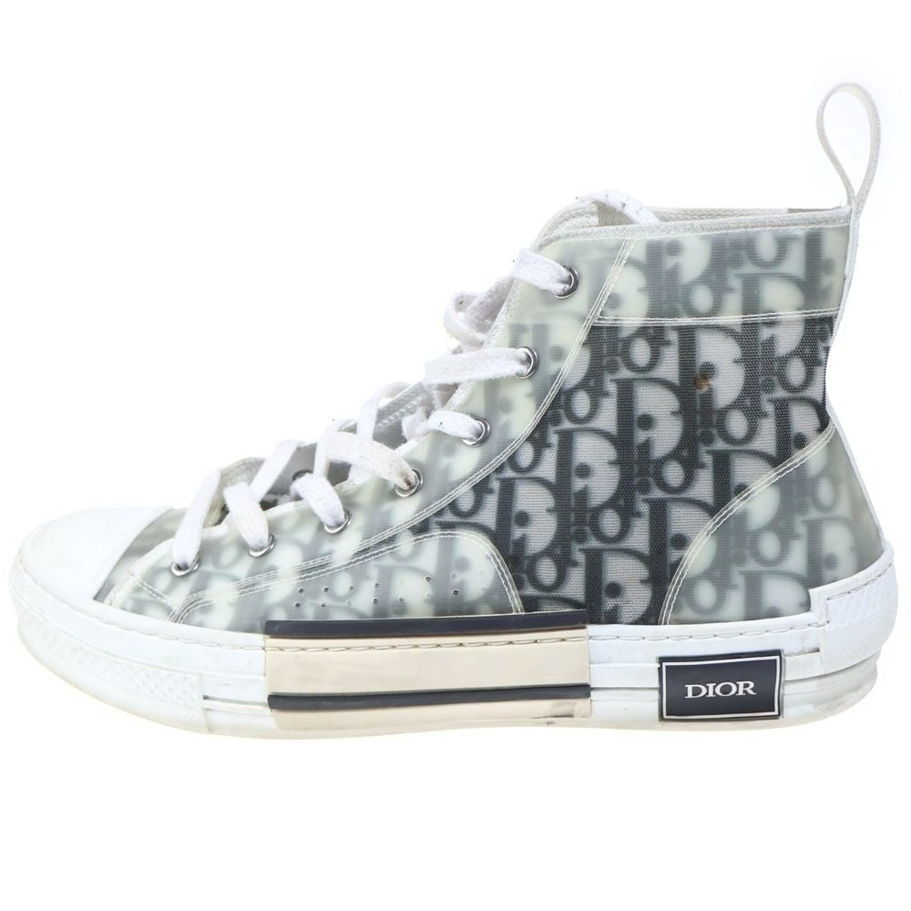 Dior Technical Fabric High Cut Sneakers Oblique Cut Shoes White Gray