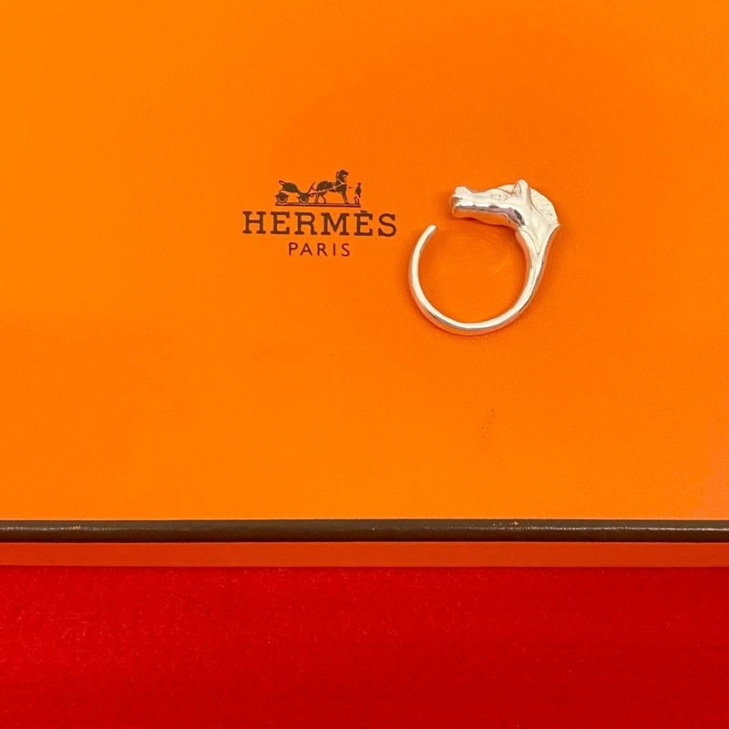 Hermes Vintage Cheval Horse Ring Silver 925 No 13 Accessory — view 3