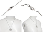 Chanel CC Logo Square Rhinestone Necklace 12 45 Silver Metal — view 5