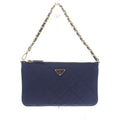 Prada Chain Shoulder Bag 1 Ni054 Handbag Tessuto Impuntu Nylon Navy Leather