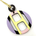 Hermes Equip Buffalo Horn Necklace Leather Plastic Multi Yellow