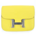 Hermes Constance Slim Vaux Epson Jeanne Naples Silver Hardware Compact Wallet