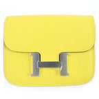 Hermes Constance Slim Vaux Epson Jeanne Naples Silver Hardware Compact Wallet