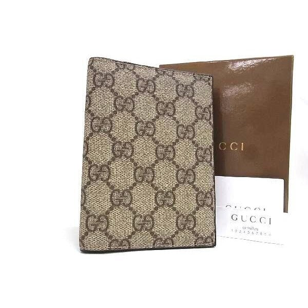Gucci Notebook Cover GG Supreme Passport Case Beige Ebony