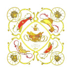 Hermes Carre 90 Spring Silk Yellow Navy White Scarf