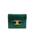 Celine Compact Wallet Small Flap Triomphe Leather Trifold Green