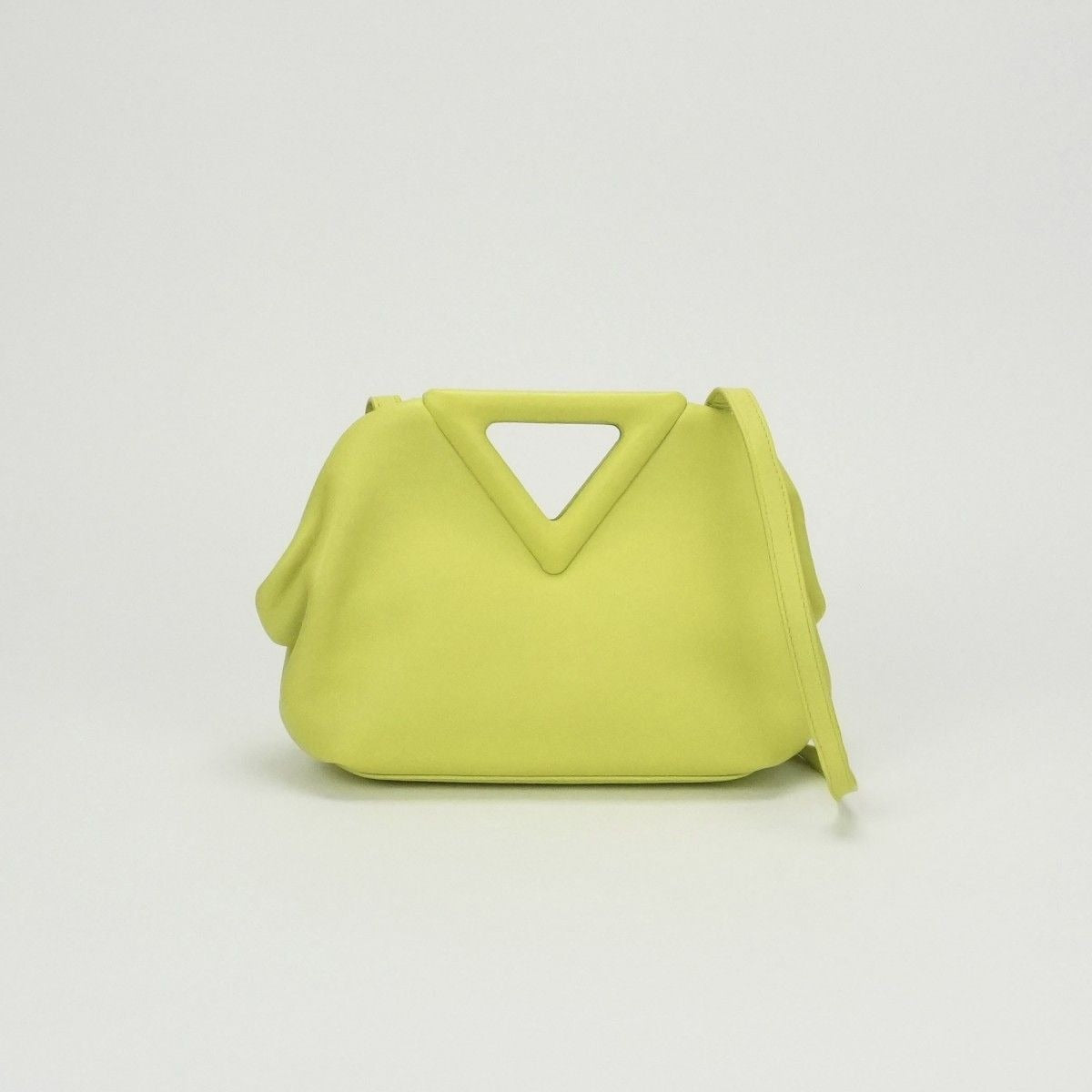 Bottega Veneta Triangle Point Small Tote Shoulder Bag Leather Green Light