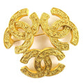 Chanel Vintage Triple CC Logo Brooch Large Gold