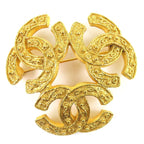 Chanel Vintage Triple CC Logo Brooch Large Gold
