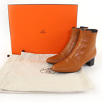 Hermes Demarche Side Zip Leather Short Boots Brown 35.5 — view 2
