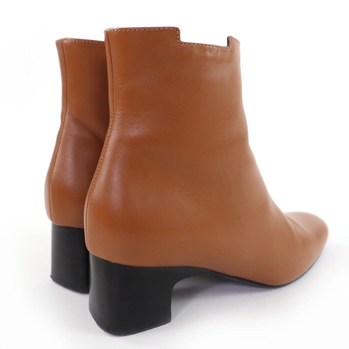 Hermes Demarche Side Zip Leather Short Boots Brown 35.5 — view 3
