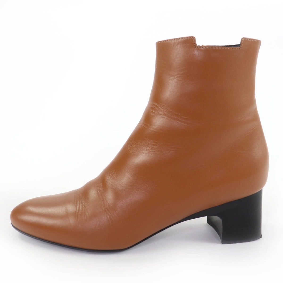 Hermes Demarche Side Zip Leather Short Boots Brown 35.5 — view 5