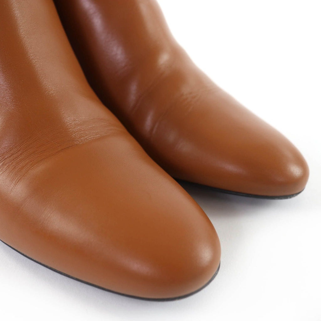 Hermes Demarche Side Zip Leather Short Boots Brown 35.5 — view 8