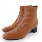 Hermes Demarche Side Zip Leather Short Boots Brown 35.5