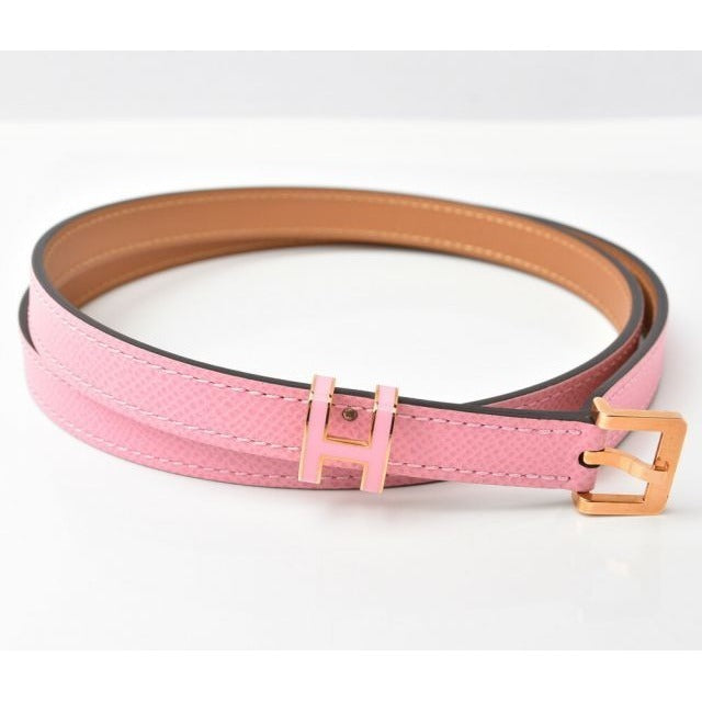 Hermes Belt Pop H15 Size 75 Vaux Epson Rose Pink Gold Hardware