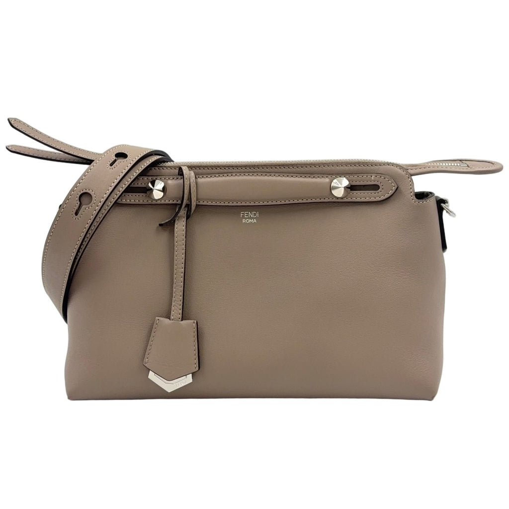 Fendi by the Way 2-Way Shoulder Leather Beige Handbag Silver