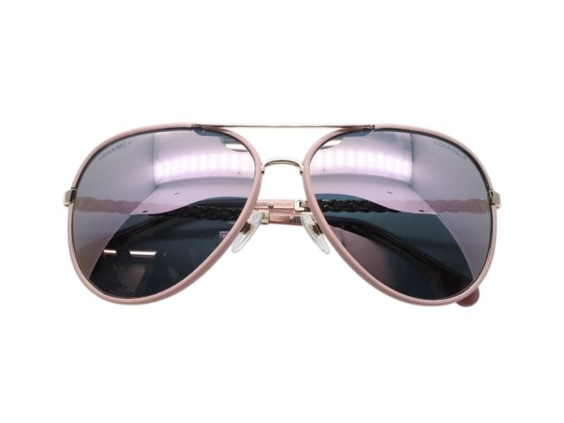 Chanel Teardrop Sunglasses CC Logo Chain Temple Mirror Lens Eyewear — view 2