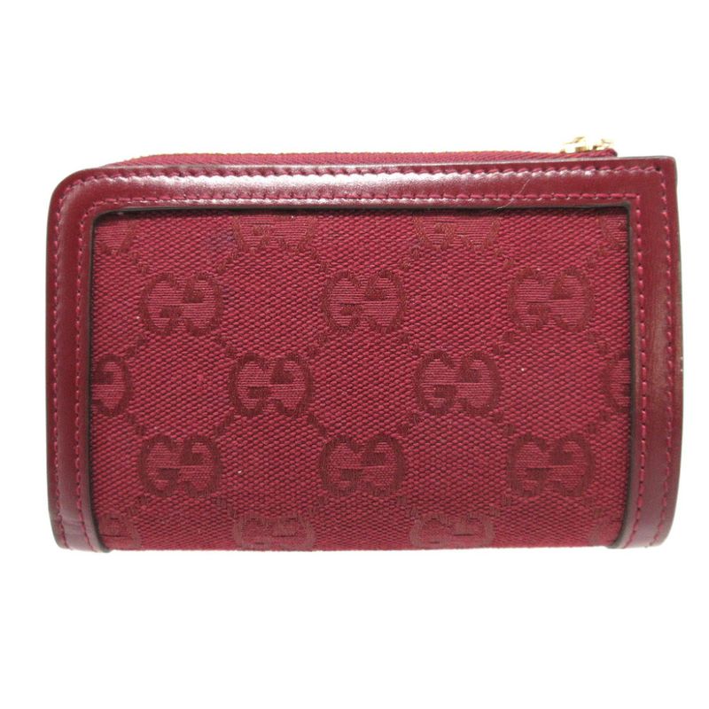 Gucci Compact Wallet GG Canvas Leather Bordeaux L Zipper 1893 — view 3