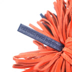 Hermes Carmen Leather Fringe Key Holder Bag Charm Navy Orange — view 7