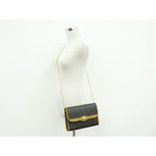 Dior Honeycomb Pattern Chain Shoulder Bag Pochette Black Brown — view 6