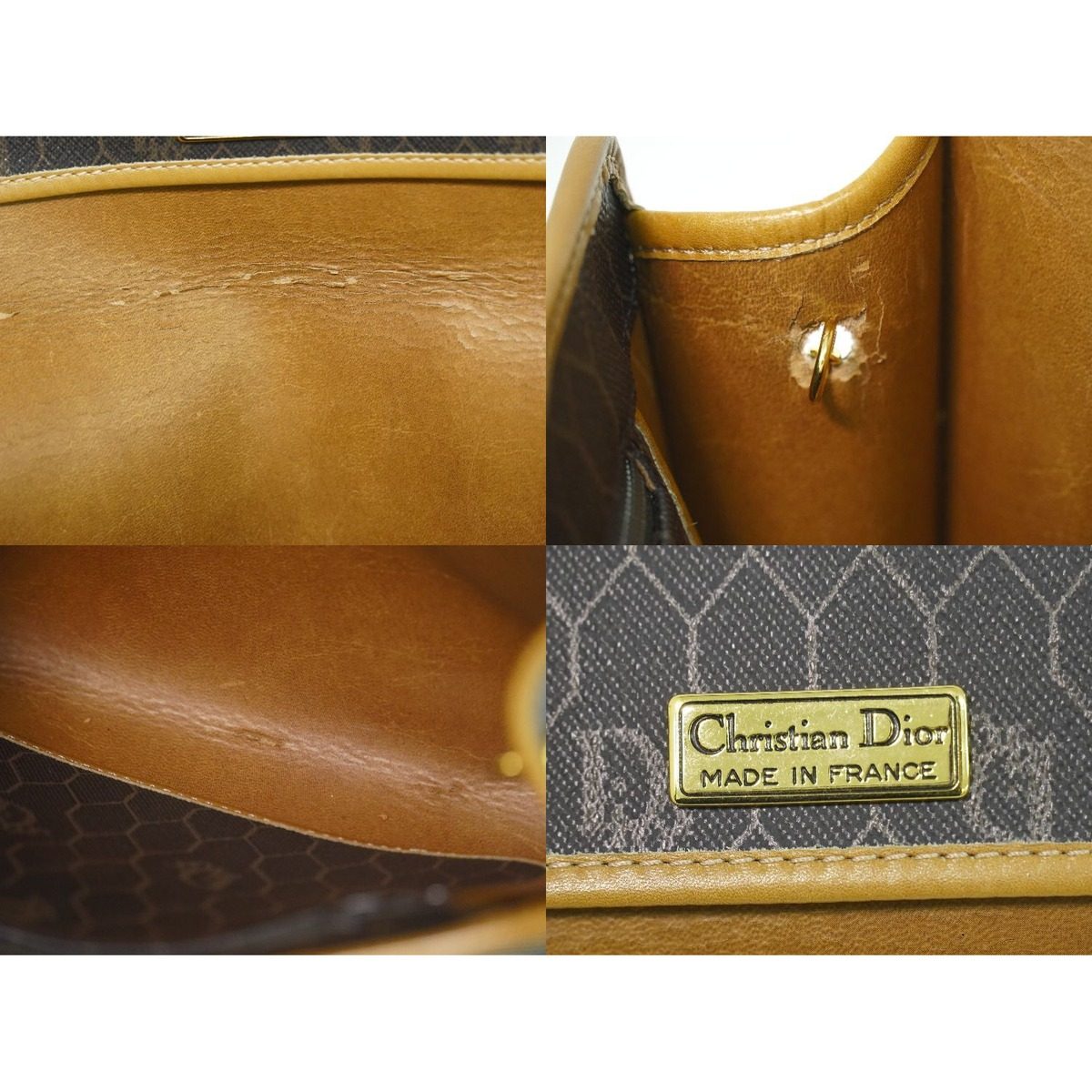 Dior Honeycomb Pattern Chain Shoulder Bag Pochette Black Brown — view 9