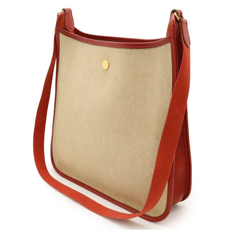 Hermes Vespa PM Shoulder Toile Ash Leather Beige Red Gold Hardware — view 2