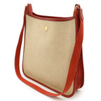 Hermes Vespa PM Shoulder Toile Ash Leather Beige Red Gold Hardware — view 2