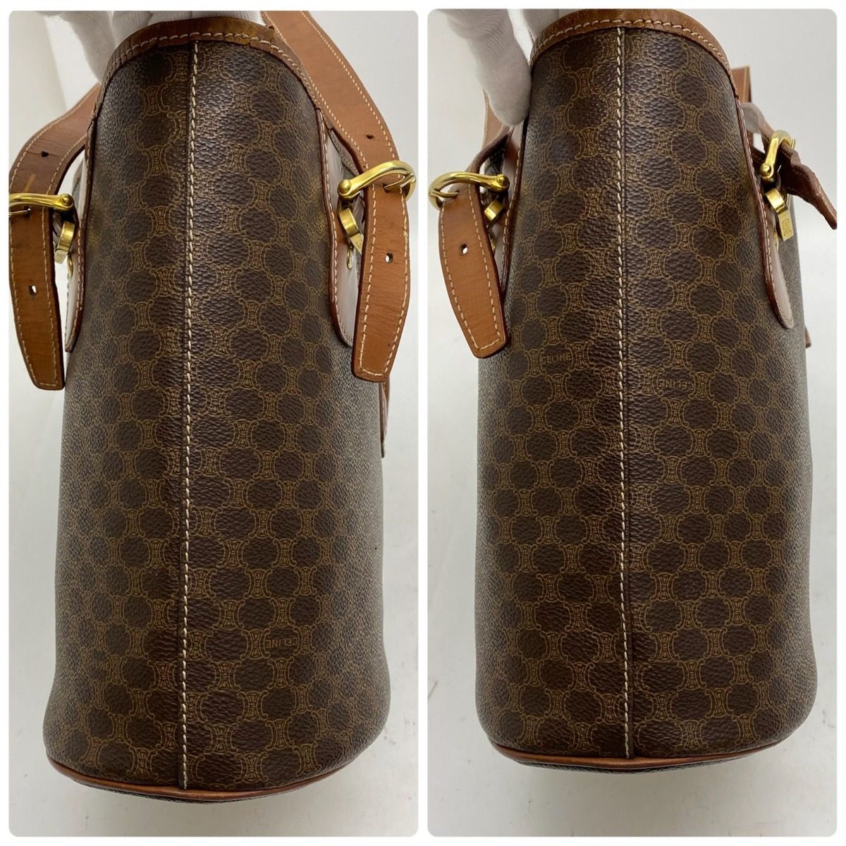 Celine Tote Macadam Brown Bucket — view 9