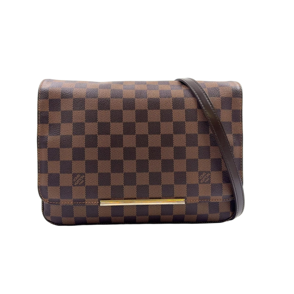 Louis Vuitton Hoxton GM Damier Ebene Leather Brown Shoulder Bag Gold