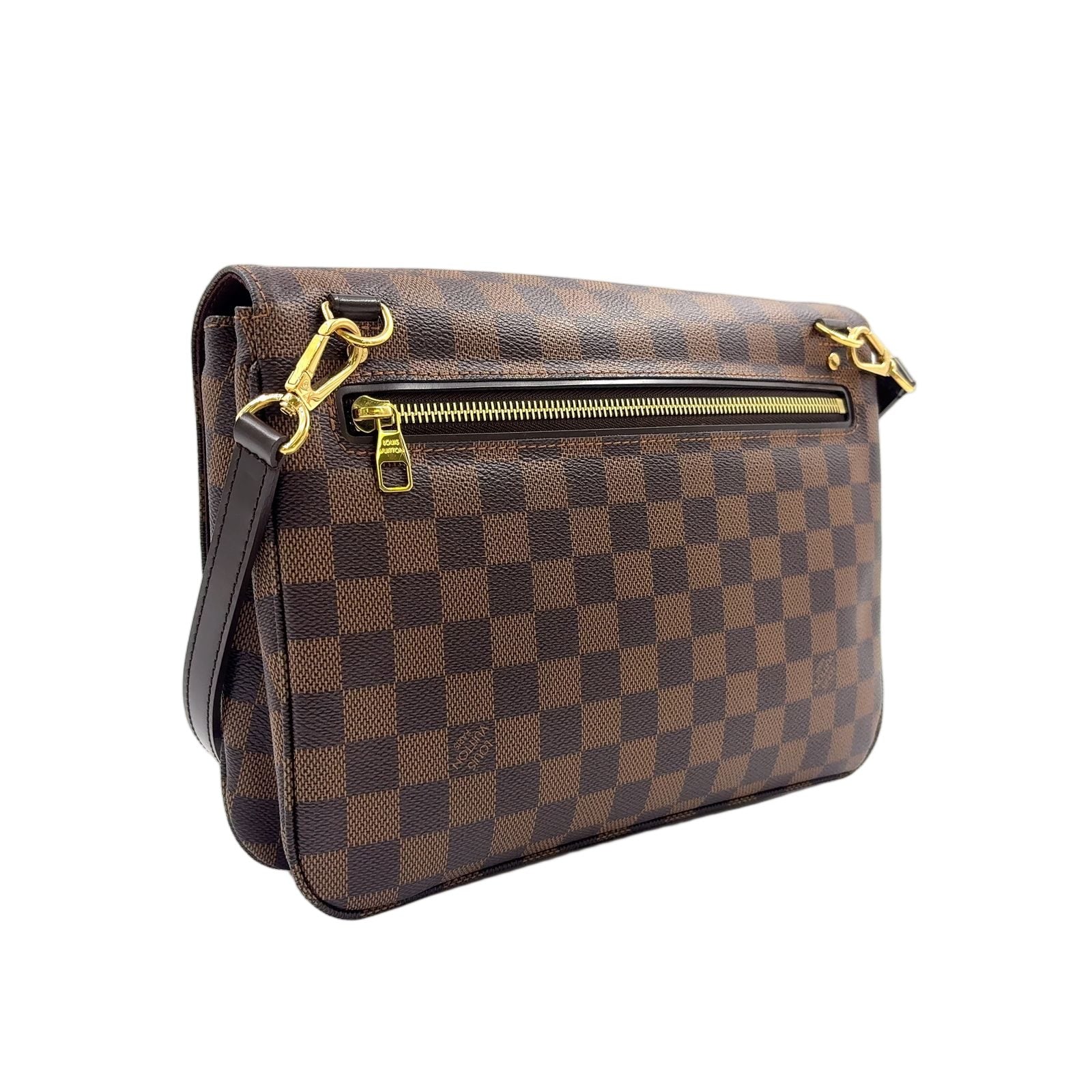 Louis Vuitton Hoxton GM Damier Ebene Leather Brown Shoulder Bag Gold — view 2