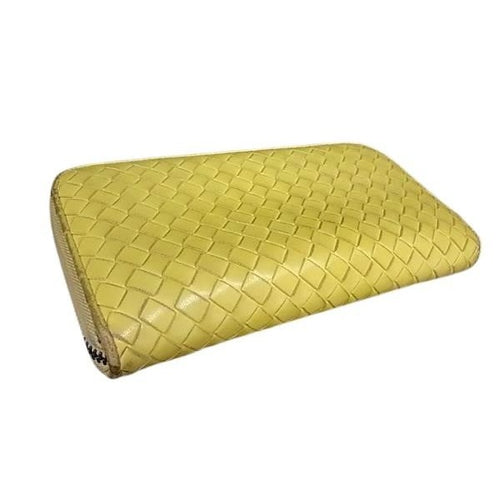 Bottega Veneta Wallet Intrecciato Yellow Leather Round Zipper Long — view 2
