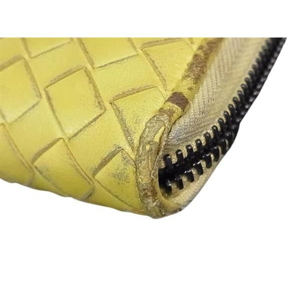 Bottega Veneta Wallet Intrecciato Yellow Leather Round Zipper Long — view 6