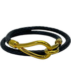 Hermes Bracelet Choker Necklace Jumbo Leather Metal Black — view 2