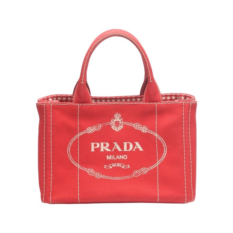 Prada 1 Bg439 Canvas Tote Bag Canapa Mini Red