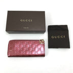 Gucci L-Shaped Zip Long Wallet Metal Pink Red System