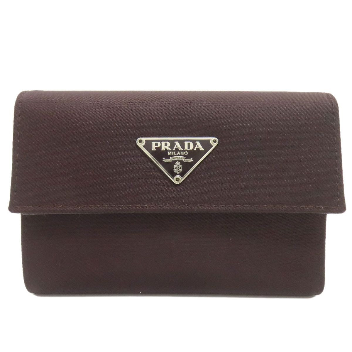 Prada Logo Bifold Wallet Dark Brown