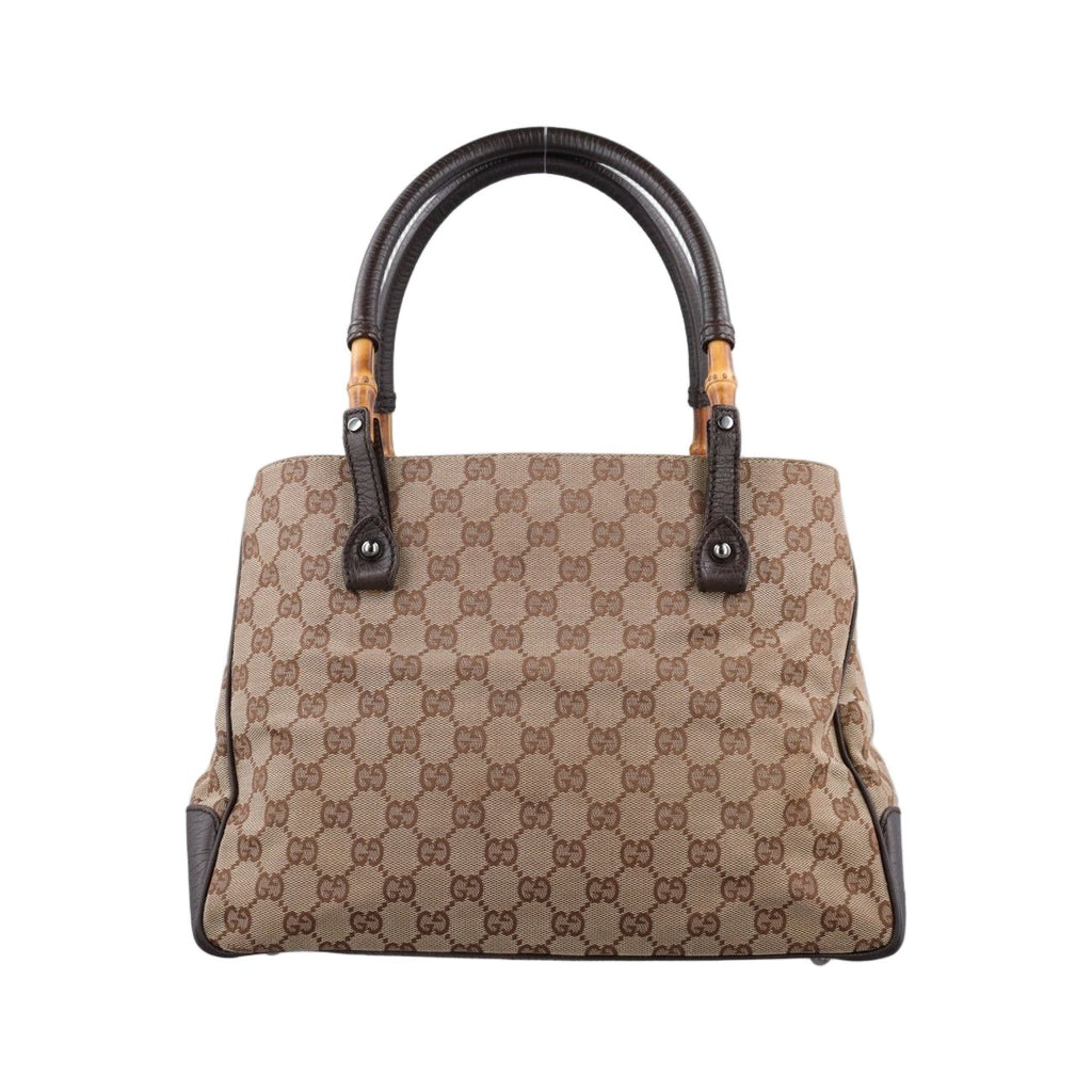 Gucci GG Canvas Bamboo Beige Brown Handbag