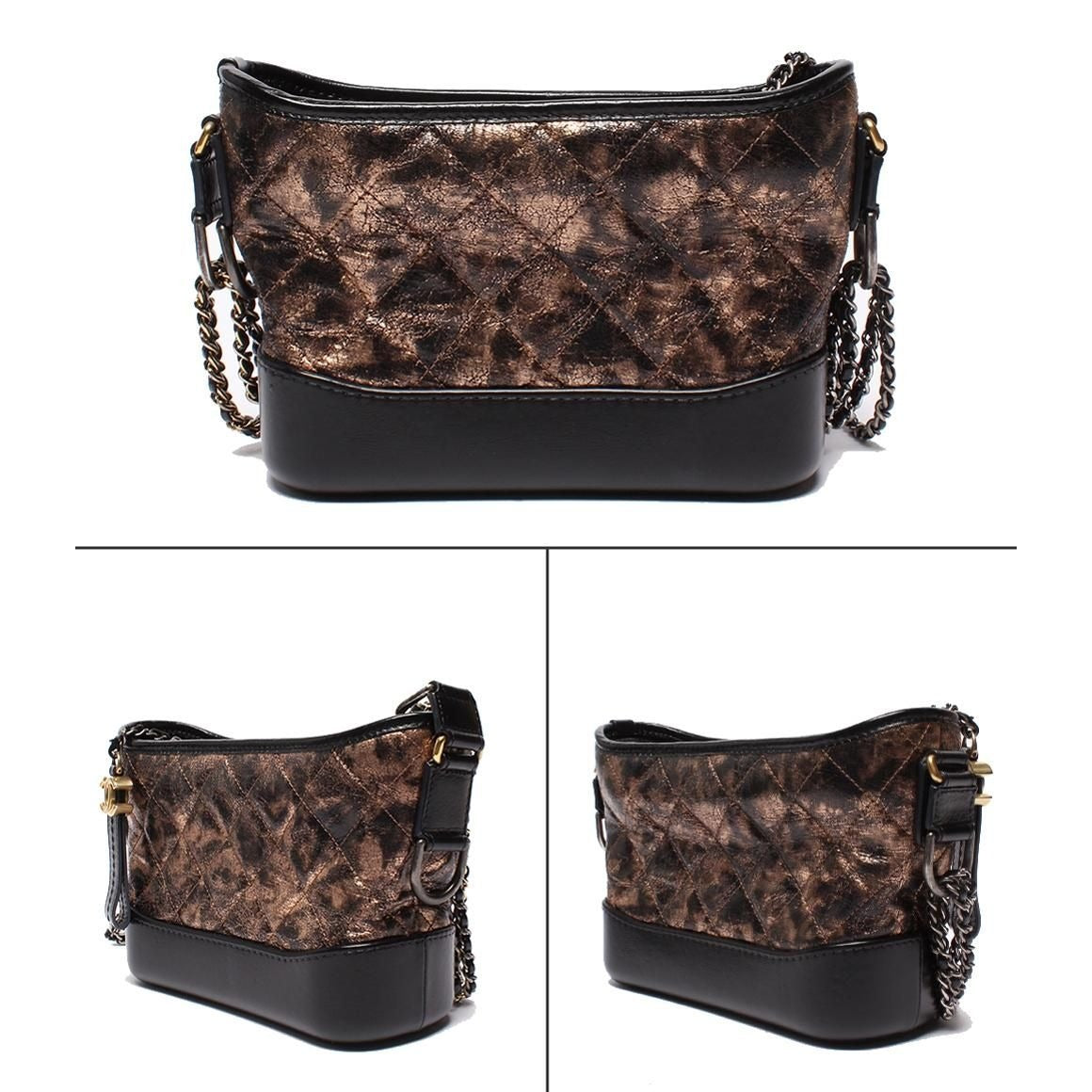 Chanel Shoulder Bag Hobo Small Silver Gold Black — view 2