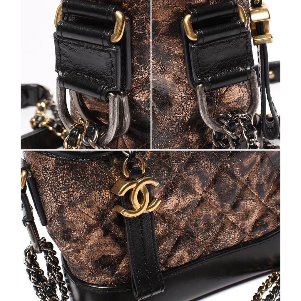 Chanel Shoulder Bag Hobo Small Silver Gold Black — view 6