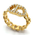 Christian Dior Ring Clair D Lune Rhinestone Gold Color M 12.5