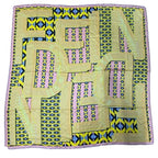 Fendi Scarf Shawl Accessory Large Allover Pattern Silk Wool Yellow Pink