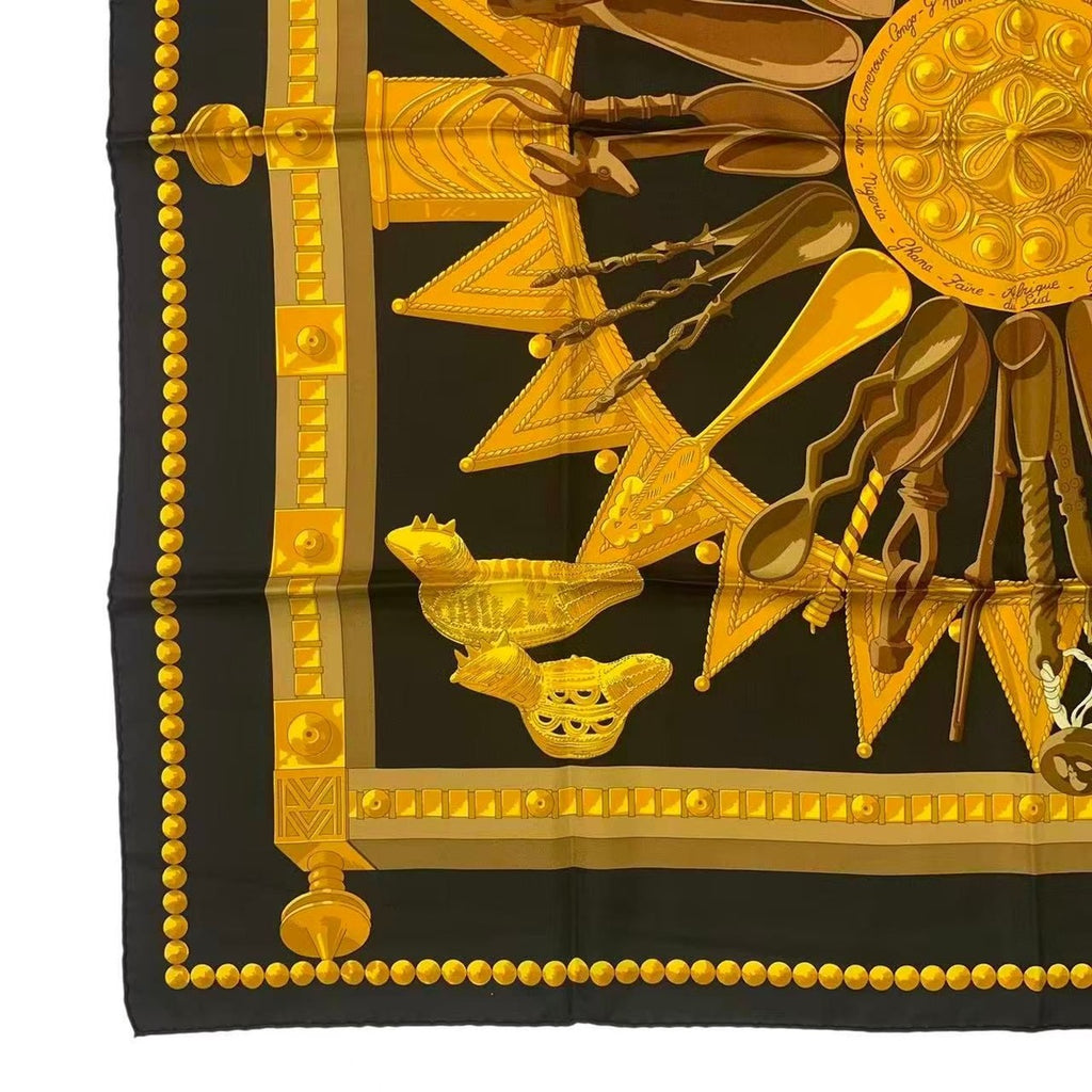 Hermes Carre 90 Silk Scarf Cuillers D'afrique Black — view 4