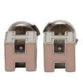 Hermes Cage de Ash Cube Earrings Silver Light Pink Metal Enamel