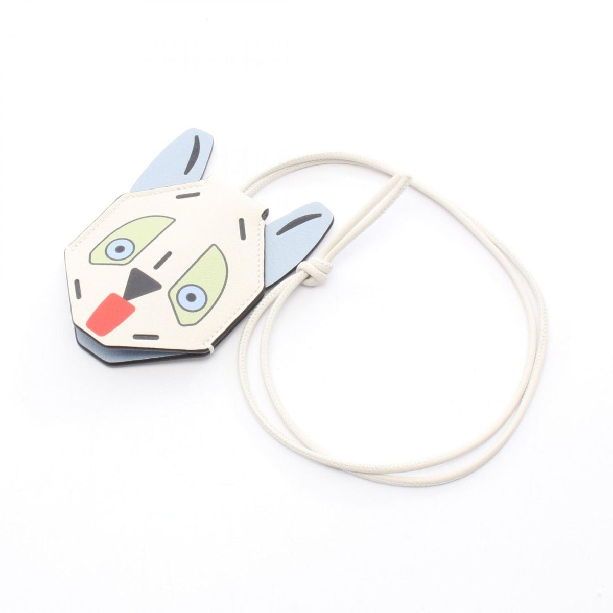 Loewe Charm Futurist Cat White Leather Key Fob Keychain