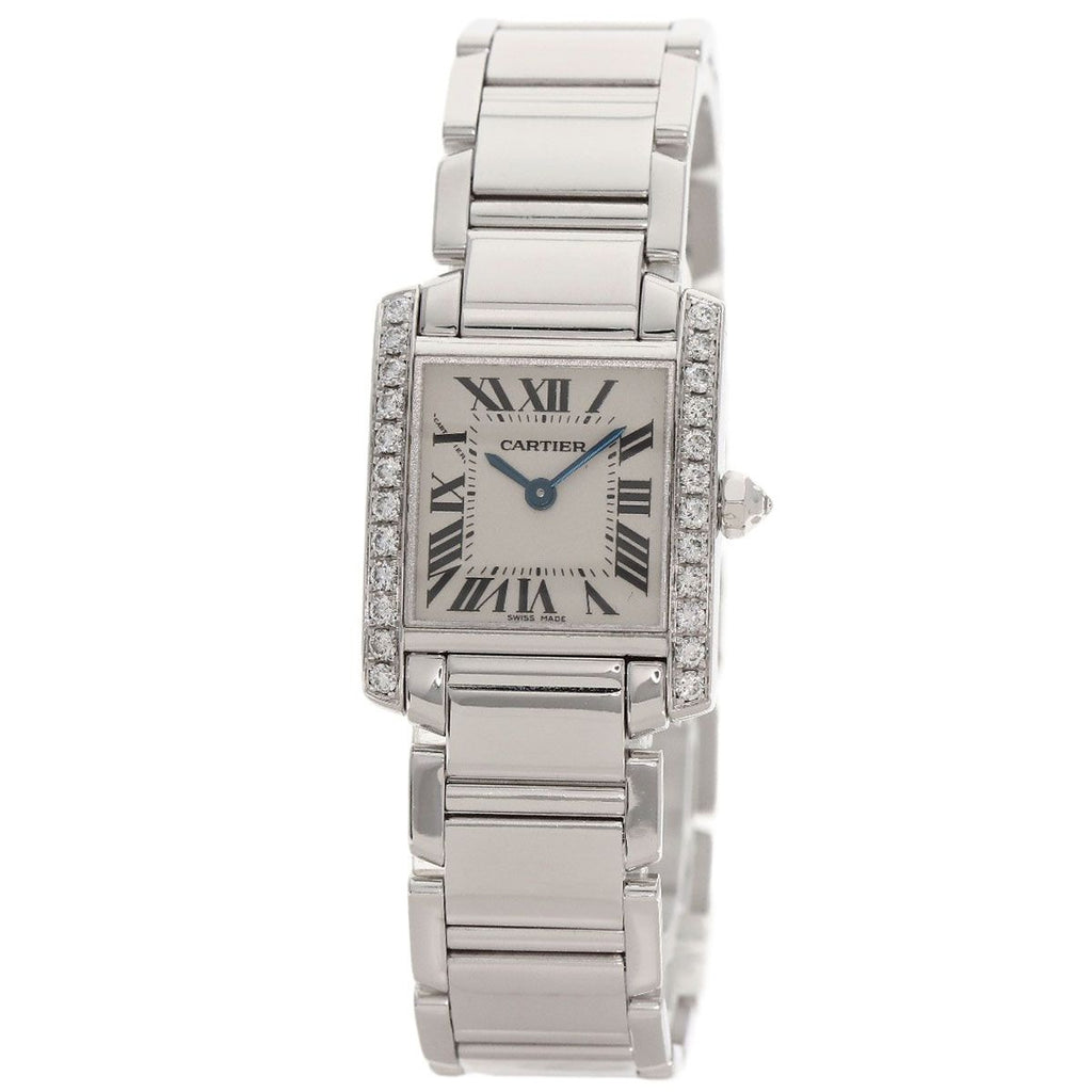Cartier Tank Francaise SM Bezel Diamond Watch 18K White Gold