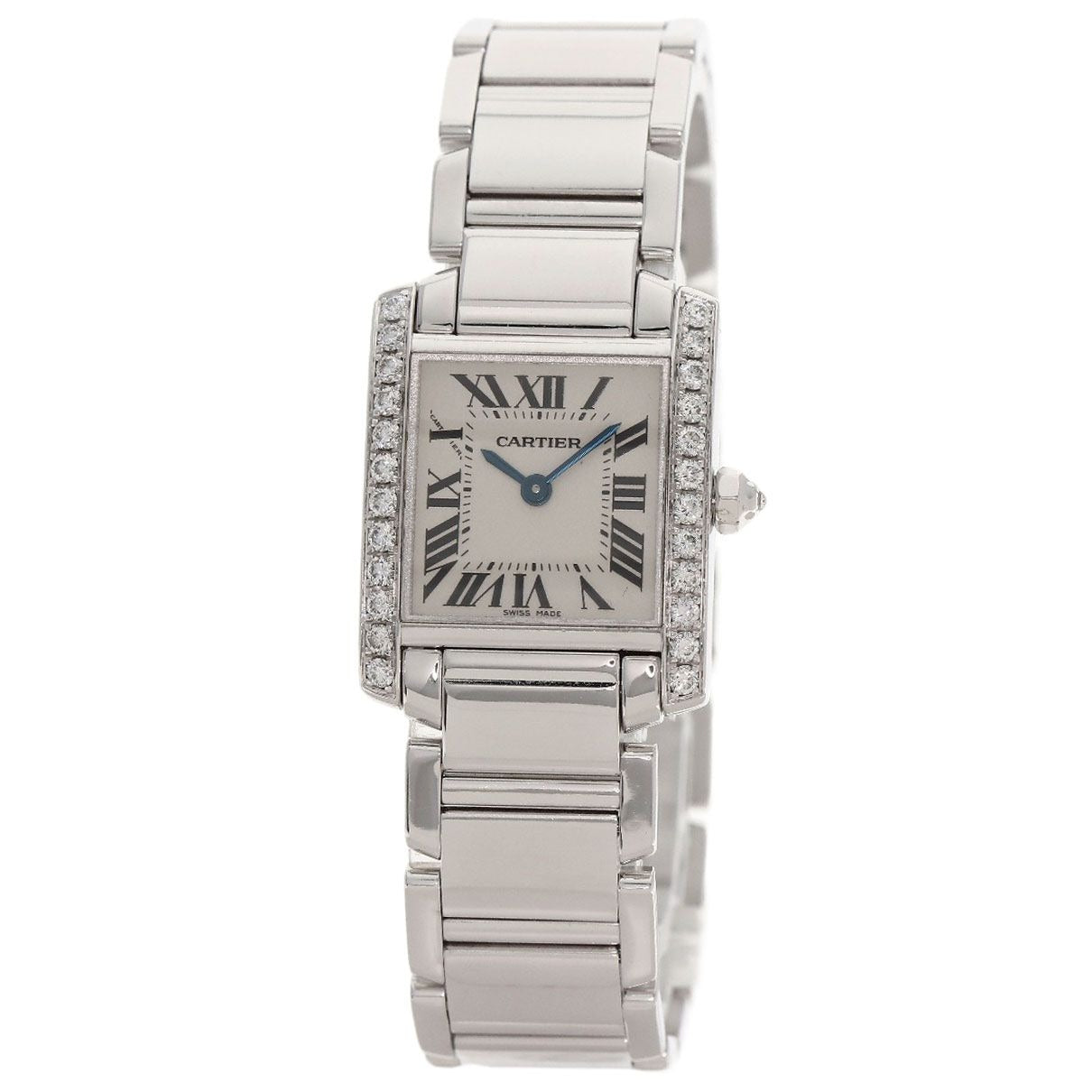 Cartier Tank Francaise SM Bezel Diamond Watch 18K White Gold