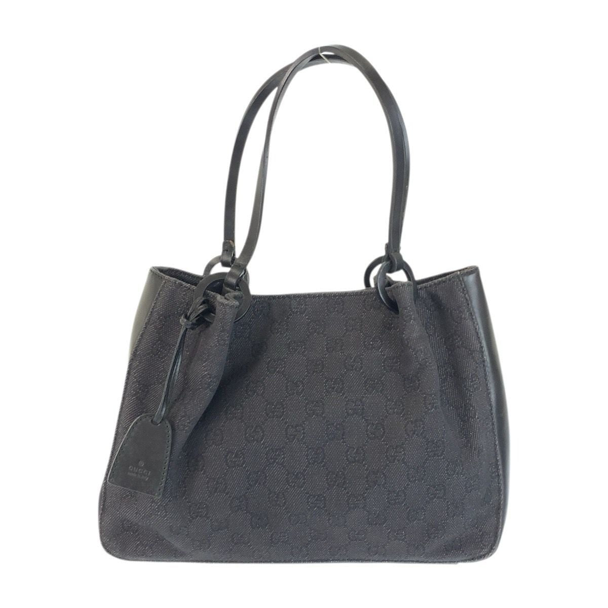 Gucci Black GG Canvas Leather Tote Shoulder Bag